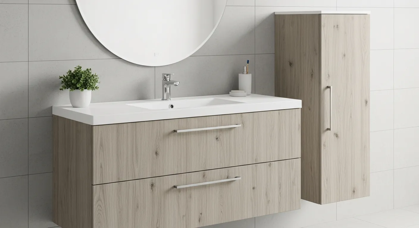 Meuble salle de bain rénové adhésif